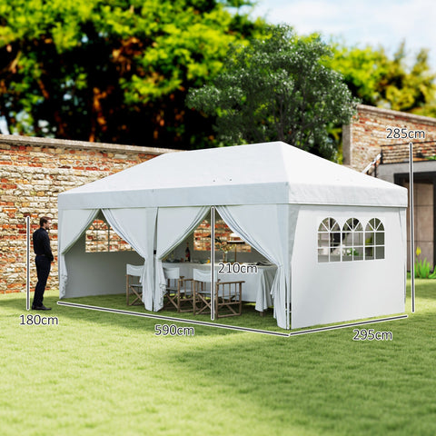 Rootz Garden Pavilion - Outdoor Folding Pavilion - Portable Event Shelter - UV Protection - 590x295x285 cm