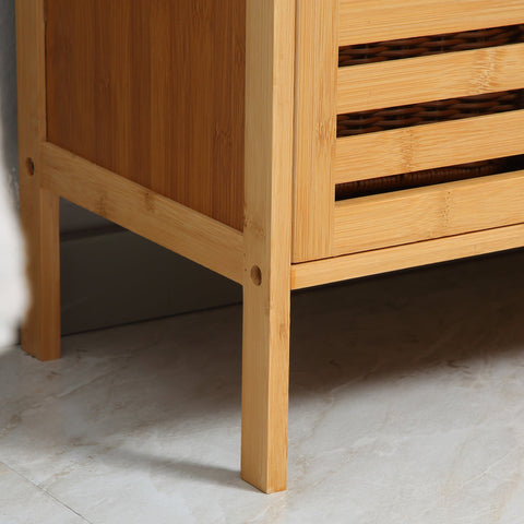 Rootz Bamboo Sink Base Cabinet - Bathroom Base Cabinet - Under Sink Storage - Elegant & Space-Saving - 66cm x 29cm x 61.5cm