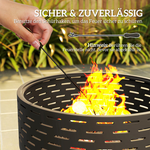 Rootz 3-in-1 Fire Bowl - Fireplace - Grill - Rust Resistant - Stainless Steel - 60cm x 60cm x 39cm
