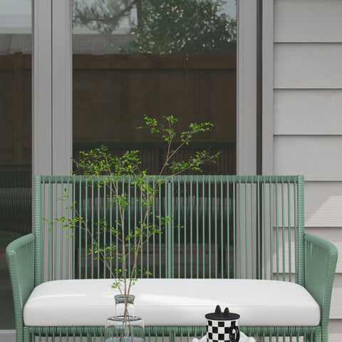 Rootz 4 Piece Garden Furniture Set - Patio Sofa - Outdoor Rattan Set - Tempered Glass Durability - Armchair 56x56x80cm, Sofa 100x56x80cm, Table 72x40x39cm