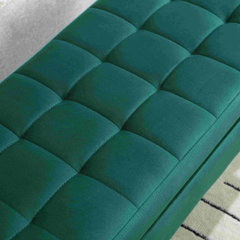 Rootz Modern Storage Bench - Velvet Ottoman - Upholstered Seat - Elegant & Comfortable - 111cm x 35cm x 44.5cm