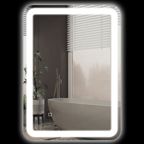 Rootz Bathroom Mirror - LED Vanity Mirror - Touch Switch - Adjustable Lighting - Anti-Fog - Memory Function - Wall Mounted - 50cm x 4cm x 70cm