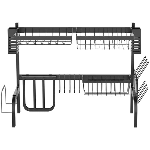 Rootz Modular Dish Rack - Dishwasher Organizer - Kitchen Drainer - Up to 26kg Capacity - 81.5cm x 31.5cm - Black