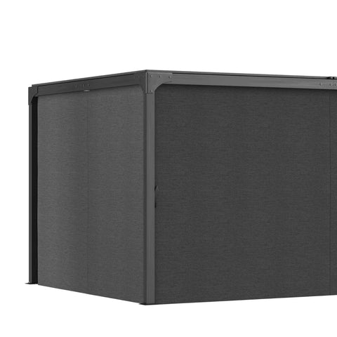 Rootz Pergola - Gazebo - 4 Curtains - 1 Retractable Roof - Sun Shade - Gray - 345cm x 295cm x 215cm