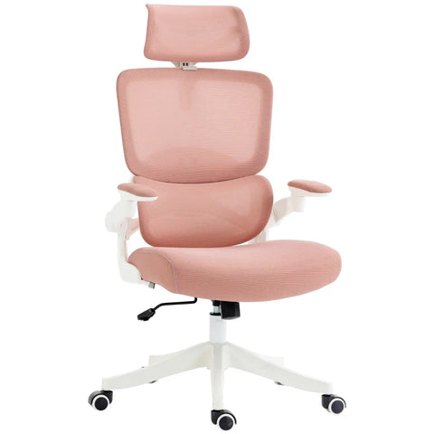 Rootz Office Chair - Computer Chair - Relaxation Chair - 1 Headrest - Folding Armrests - Pink - 62cm x 58cm x 133cm