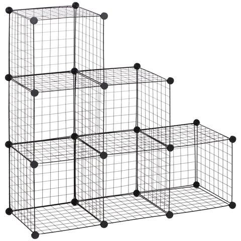 Rootz Metal Cube Shelf - Dice Cabinet - Modular Storage - Flexible Design - 109L x 37B x 109H cm - Black