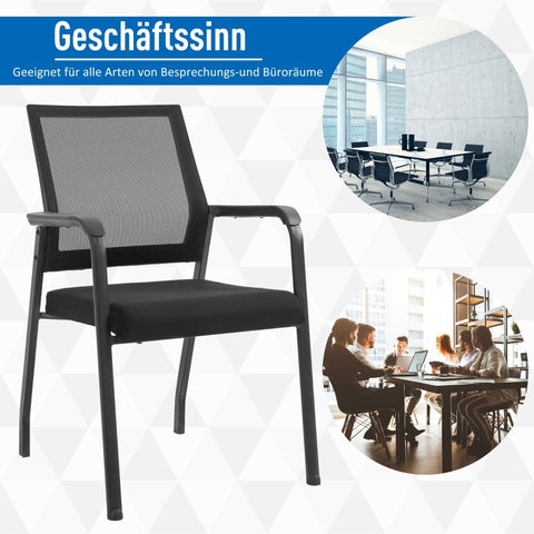 Rootz Vinsetto 2 Piece Set Meeting Chair - Conference Chair - Office Chair - Ergonomic - Stackable - High Stability - 58cm x 58cm x 88cm