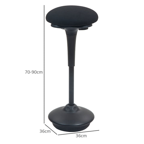 Rootz Ergonomic Standing Swivel Stool - Height Adjustable Chair - Office Seating - 360° Rotation - 36 x 36 x 70-90 cm - Black