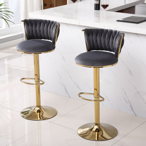 Rootz Bar Chair - Swivel Seat - Height Adjustable - Velvet Comfort - 46.9cm x 51.9cm x 102.9cm