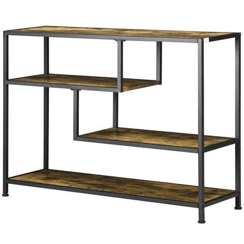 Rootz Industrial Console Table - Entryway Table - Rustic Brown Black Hall Table - Steel Chipboard - 99.6cm x 33.6cm x 74cm