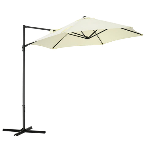 Rootz Cantilever Parasol - Outdoor Umbrella - Garden Sunshade - UV Protection - 256cm Diameter - Beige - 100cm Base
