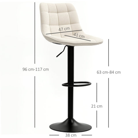Rootz Modern 2 Set Rotating Bar Chairs - Adjustable Stools - Padded Bar Seats - Height Versatile 63-84cm - 47b x 53t x 96-117h cm