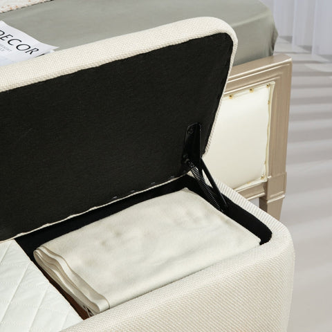 Rootz Storage Bench with Seat Chest & Storage Space - Upholstered Bench - Blanket Storage - Breathable Fabric - 111cm x 44cm x 44.5cm