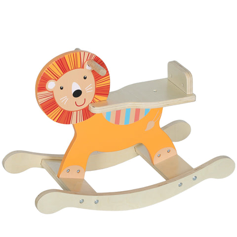 Rootz Rocking Horse Lion Design - Kids Rocker - Wooden Rocker - Promotes Balance & Strength - Orange - 25kg Capacity - 59x27x44cm
