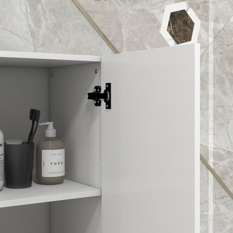 Rootz Bathroom Tall Cabinet - Storage Unit - Space-Saving - Adjustable Shelves - 30 x 30 x 181.5cm White