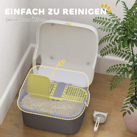 Rootz Cat Litter Box with Lid - Lockable & Easy to Clean - Covered - 50cm x 50cm x 39cm