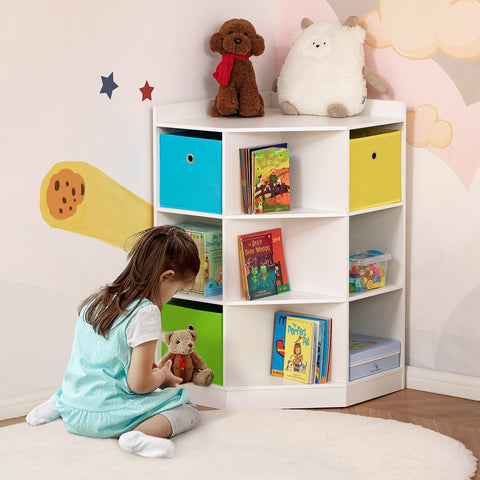Rootz Children's Storage Shelf - Kids' Organizer - 3 Fleece Drawers - Tilt-Proof Design - 57.4cm x 57.4cm x 94cm - Durable MDF