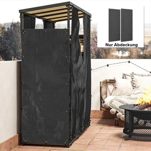 Rootz Firewood Rack Cover Set - Wood Storage Cover - Waterproof Cover - Heavy-Duty Polyester - UV Protection - 148cm x 62cm