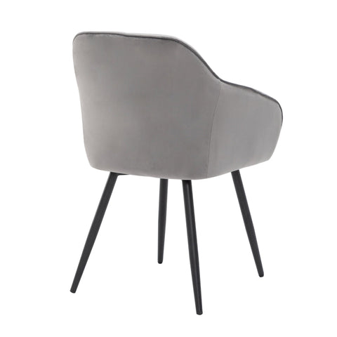 Rootz Gray Velvet Dining Chairs - Upholstered Seating - Elegant Cushions - Ergonomic Comfort - 45L x 55W x 85H cm - Easy Assembly