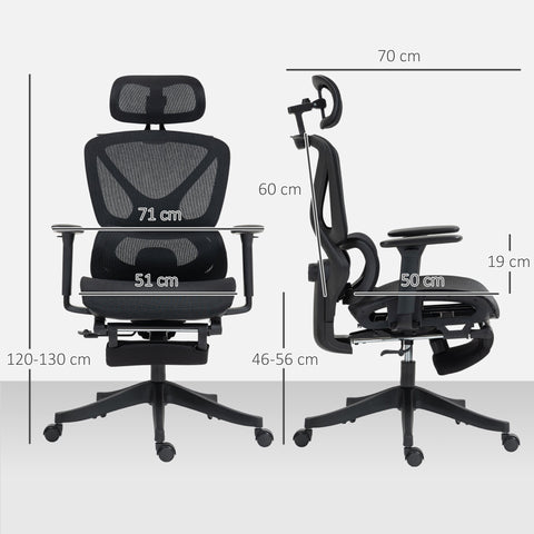 Rootz Ergonomic Office Chair - Desk Chair - Adjustable Chair - Ultimate Comfort - 71x70x120-130cm