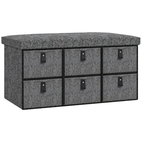 Rootz Padded Shoe Bench - Entryway Storage Seat - Shoe Organizer - Hallway Bench - Comfortable Seating - 6 Compartments - 76.5x38x38cm - Grey