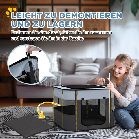 Rootz Foldable Pet Play Run - Pet Enclosure - Puppy Playpen - Ventilated & Stable - 74cm x 60cm x 45cm