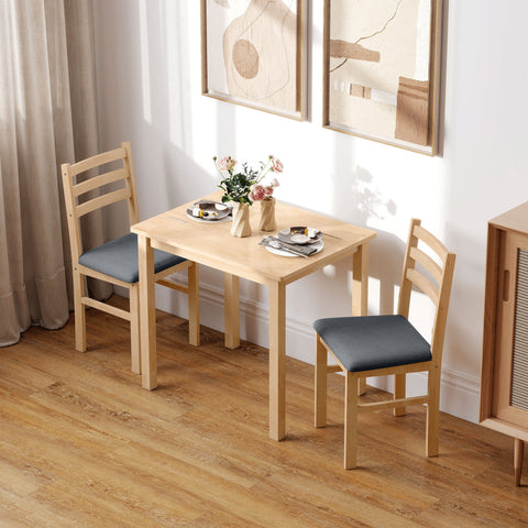 Rootz 3-Part Dining Table Set - Kitchen Table - Space-Saving Table Set - MDF & Foam - 60cm x 74.5cm - Brown & Grey