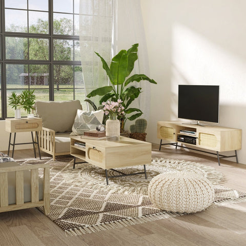 Rootz Rustic Coffee Table - Living Room Table - Wooden Table - Ample Storage Space - 100cm x 59.5cm x 44.3cm