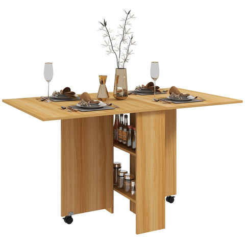 Rootz Folding Dining Table - Kitchen Table - Wooden Look - Space-saving - Portable - 140cm x 80cm x 74cm
