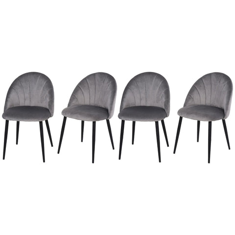 Rootz 4 Piece Set Dining Chairs - Velvet Look Chairs - Ergonomic Seats - Extra Comfort - 52cm x 54cm x 79cm