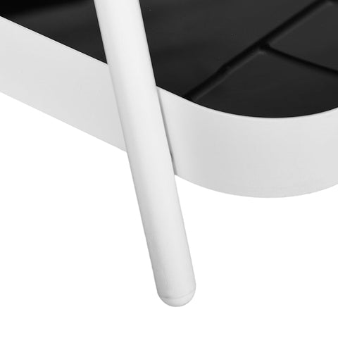 Rootz Outdoor Serving Trolley - Garden Cart - 2 Tier Wine Rack - Steel Frame - Tempered Glass - Black + White - 86.5 x 51 x 78 cm