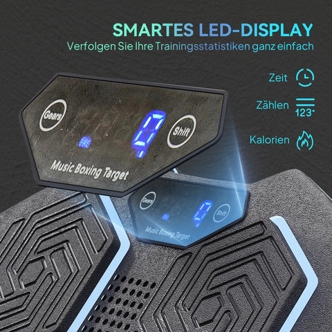 Rootz Music Boxing Machine - Bluetooth Boxing Device - Wall Mounting - 9 Speeds & Modes - LED Lights - Black- 44cm x 44cm x 8cm