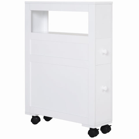 Rootz Bathroom Memory Cabinet - Toilet Storage - Rolling Organiser - Space Optimizer - 16cm x 52cm x 71.5cm White