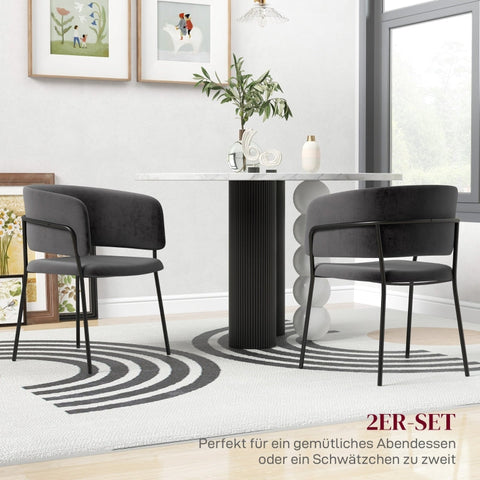 Rootz Dining Chair Set - Kitchen Chairs - Velvet Upholstery - Padded Seats - Steel Frame - 57cm x 53cm x 73cm