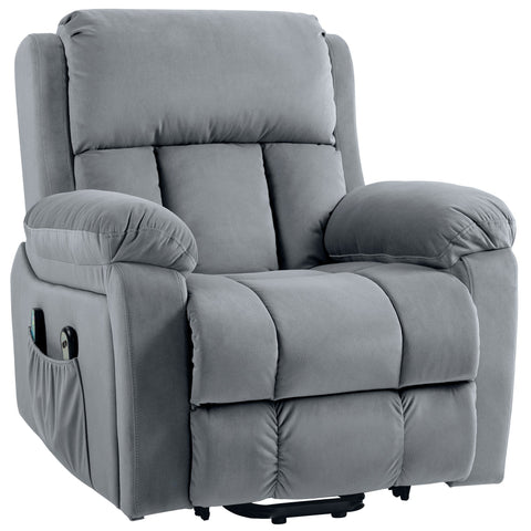 Rootz Electrical Uphill Recliner - Massage Chair - Heated Chair - Relaxation & Comfort - 90cm x 95cm x 103cm - Synthetic Grey Fabric