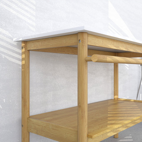 Rootz Bathroom Shelf Storage - Bamboo Shelves - Towel Rod - Easy Cleaning - 100cm x 48cm x 75cm