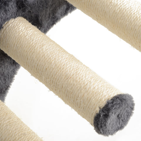 Rootz 4-Part Cat Climbing Wall Set - Cat Tree - Wall-Mounted Cat Furniture - Space-Saving Design - Double Jumping Platform 30x30x96 cm - Grey, Brown