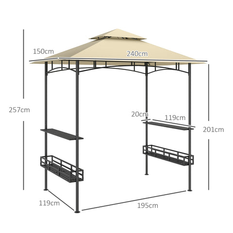 Rootz BBQ Tent - Grill-Zelt - Garden Pavilion - Air Circulation - 240cm x 150cm x 257cm