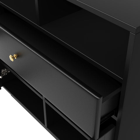 Rootz Kitchen Cabinet Sideboard - Glass Door Console - Modern Storage Unit - Spacious Design - 100 x 40 x 90.5 cm