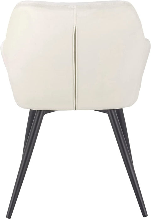 Rootz Set of 6 Dining Chairs - Armchairs with Velvet Seats - Cream White Metal Legs - Comfortable, Ergonomic, Durable - 49cm x 43cm x 81cm