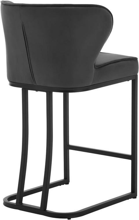 Rootz Velvet Bar Stool - Counter Stool - Upholstered Chair - Comfortable Seating - Durable Frame - Ergonomic Design - 49cm x 85cm x 48.5cm