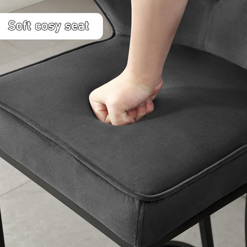 Rootz Velvet Bar Stool - Counter Stool - Upholstered Chair - Comfortable Seating - Durable Frame - Ergonomic Design - 49cm x 85cm x 48.5cm