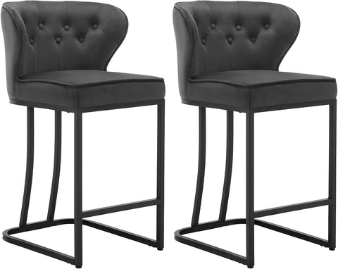 Rootz Velvet Bar Stool - Counter Stool - Upholstered Chair - Comfortable Seating - Durable Frame - Ergonomic Design - 49cm x 85cm x 48.5cm