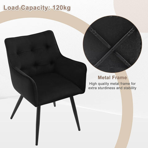 Rootz Velvet Dining Chair Set of 4 - Elegant Chairs - Comfortable Seating - High-Density Foam - Sturdy Metal Frame - Ergonomic Design - 57cm x 80cm x 57cm