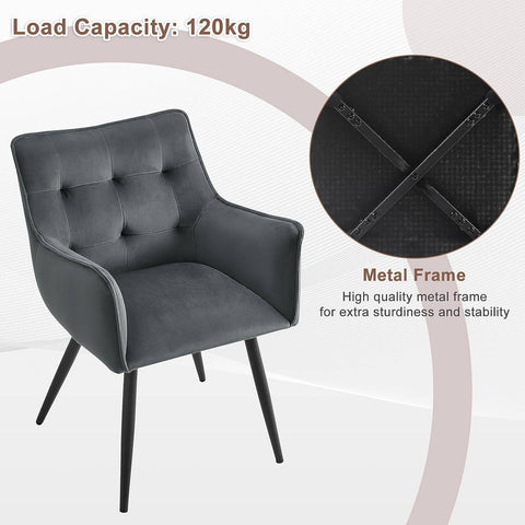 Rootz Velvet Dining Chair - Elegant Chair - Stylish Seating - High-Density Foam Comfort - Durable Metal Frame - Ergonomic Design - 57cm x 80cm x 57cm