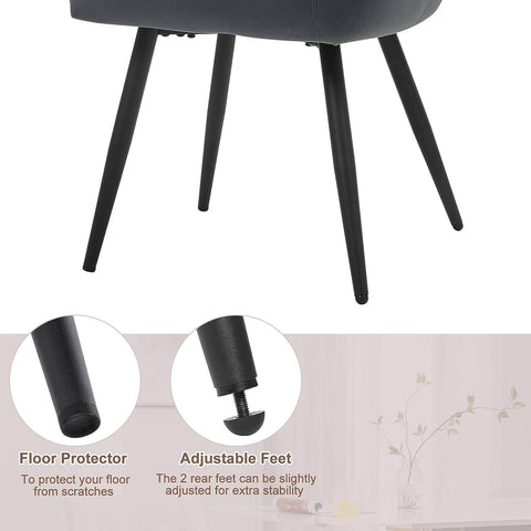Rootz Velvet Dining Chair - Elegant Chair - Stylish Seating - High-Density Foam Comfort - Durable Metal Frame - Ergonomic Design - 57cm x 80cm x 57cm