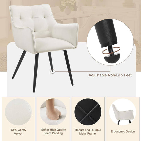 Rootz Velvet Dining Chair - Elegant Chair - Comfortable Seating - Luxurious Velvet, Ergonomic Design, Sturdy Metal Frame - 57cm x 80cm x 57cm