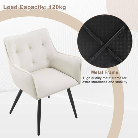 Rootz Velvet Dining Chair - Elegant Chair - Comfortable Seating - Luxurious Velvet, Ergonomic Design, Sturdy Metal Frame - 57cm x 80cm x 57cm