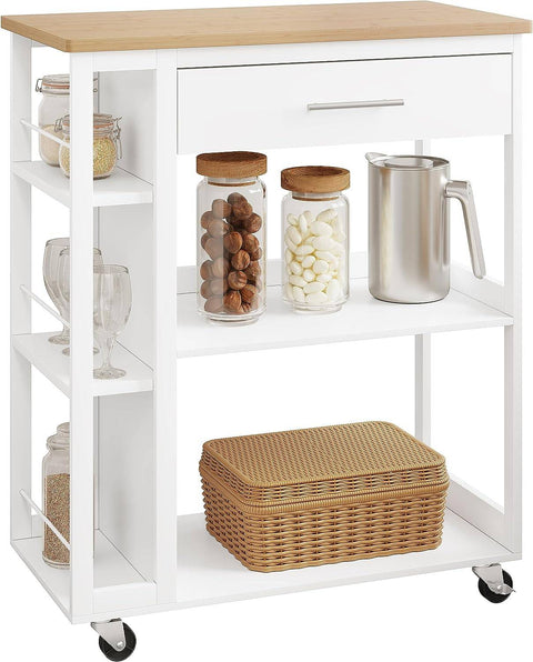 Rootz Kitchen Trolley - Rolling Cart - Serving Cart - Sturdy MDF - 73cm x 88cm x 38cm