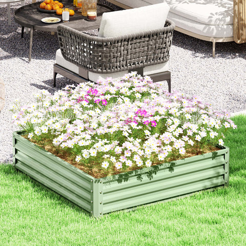 Rootz Garden Bed - Planting Box - Raised Planter - Long-Lasting Steel Housing - 120 x 120 x 30 cm